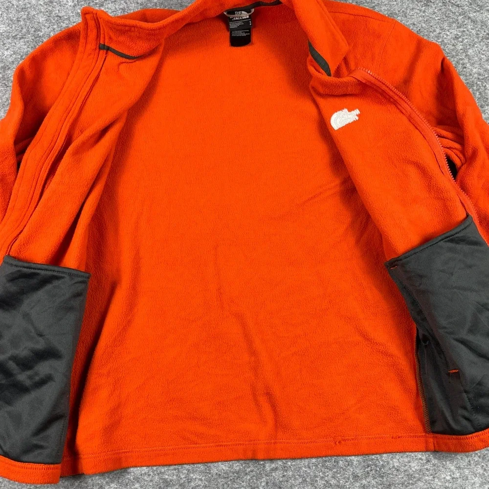 The North Face Fleece Jacket Mens S Orange Full Zip Lightweight Mock Neck